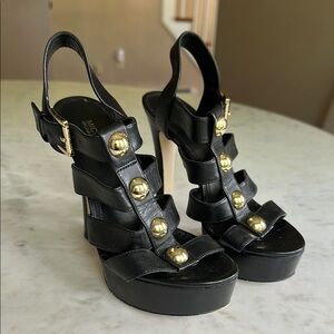 Michael Kors Black and Gold Platform Heels